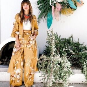 LIKE NEW Express x Rocky Barnes Paper Bag Wide Leg Satin Pant